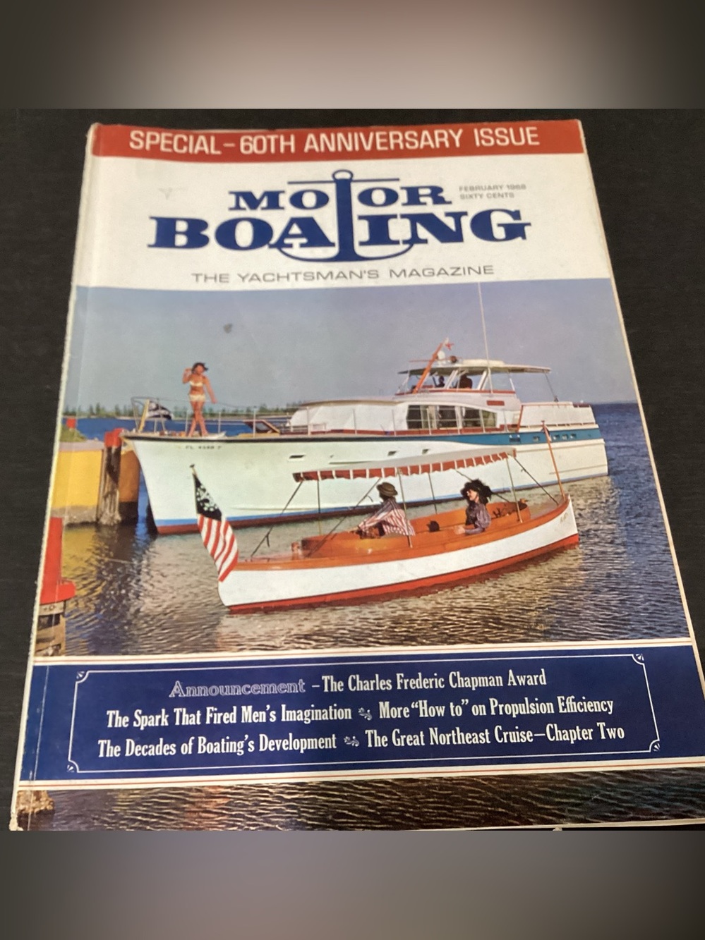 Vintage February 1968 Motor Boating Magazine Special 60th Anniversary Issue